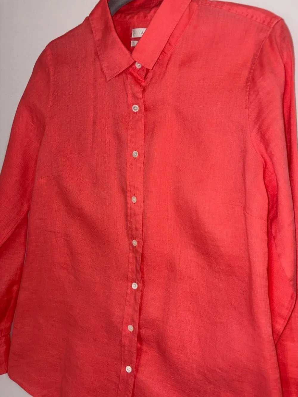 J. Crew Perfect Shirt 100% Linen Button Down Watermelon Color Size 4